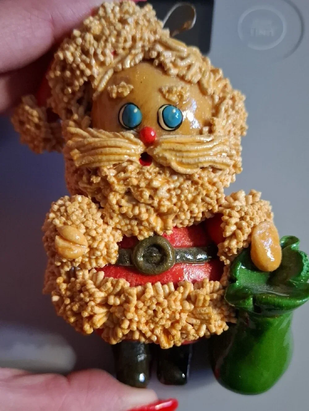 Christmas Santa and Mrs. Claus , Baby, Clown Group Of Vintage Homemade Ornaments